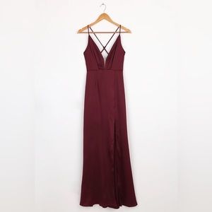 Lulu’s burgundy floor length dress, size Large, worn once